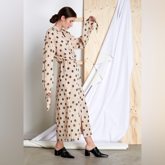 NANUSHKA Zahara Polka Dot Cream Dress - Picture 2 of 11